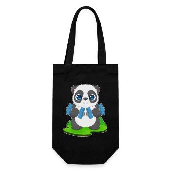 Panda Bodybuilder Dumbbell Bodybuilding - Gift Bag for Bottles - black - Front