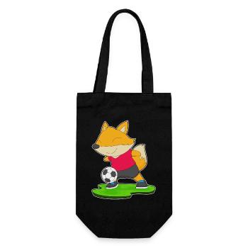 Fuchs Fußballspieler Fußball - Geschenkbeutel für Flaschen - Schwarz - Vorne