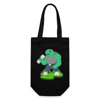 Schildkröte Bodybuilder Hantel Bodybuilding - Geschenkbeutel für Flaschen - Schwarz - Vorne