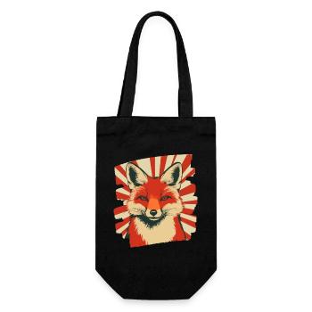 Fuchs Retro - Geschenkbeutel für Flaschen - Schwarz - Vorne