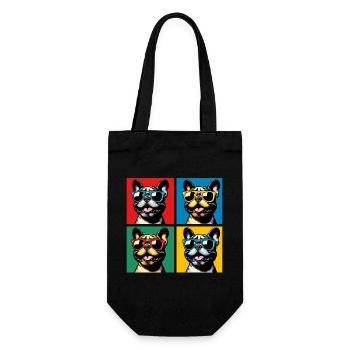 Frenchie Pop Art Bulles, Crêpe, Chonk, Grignotage - Sac à bouteille - noir - Devant