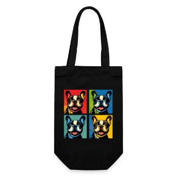 Frenchie Pop Art Bubbles, Pancake, Chonk, Nibbles - Gift Bag for Bottles - black - Front