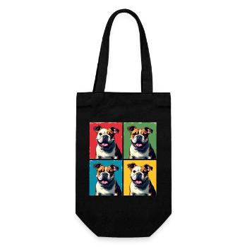Pop Art Bulldog, Bubbles, Pancake, Chonk, Nibbles - Gift Bag for Bottles - black - Front