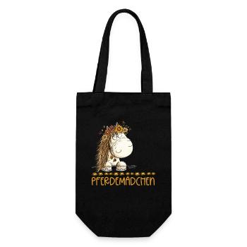 Pferdemädchen Spruch Mit Süßem Pferd - Geschenkbeutel für Flaschen - Schwarz - Vorne