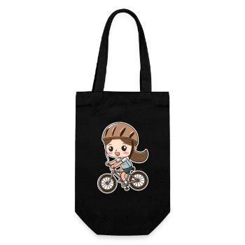 Fahrradfahrerin Cartoon Stil - Geschenkbeutel für Flaschen - Schwarz - Vorne