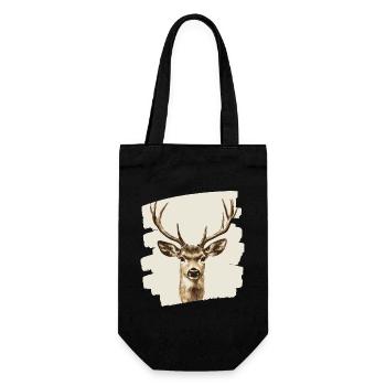 Cerf avec bois - Sac à bouteille - noir - Devant
