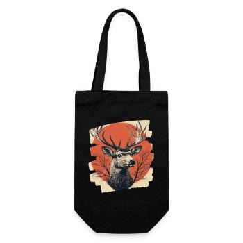 Cerf avec bois - Sac à bouteille - noir - Devant