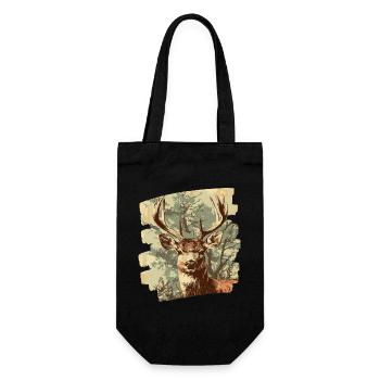 Cerf avec bois - Sac à bouteille - noir - Devant