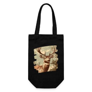 Cerf avec bois - Sac à bouteille - noir - Devant