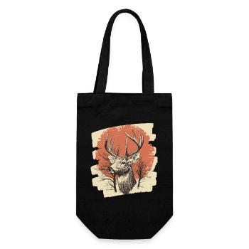 Cerf avec bois - Sac à bouteille - noir - Devant