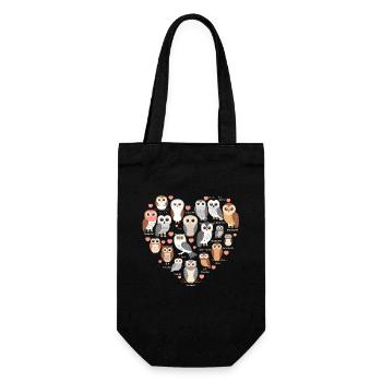 Cute owl with heart for owl lovers - Gift Bag for Bottles - black - Front