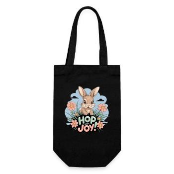 Hop Joy Bunny Easter Cute Spaß für Alle - Geschenkbeutel für Flaschen - Schwarz - Vorne