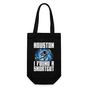 Lustiger Astronaut Weltraum Portal Wurmloch Spruch - Geschenkbeutel für Flaschen - Schwarz - Vorne