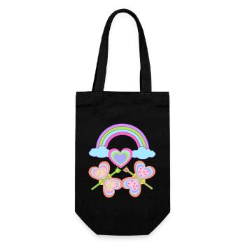 Arc-en-ciel Enfant Enfants Bébé Papillons Coeur - Sac à bouteille - noir - Devant