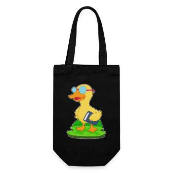 Ente Nerd Buch Brille - Geschenkbeutel für Flaschen - Schwarz - Vorne