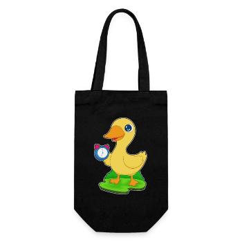 Ente Wecker - Geschenkbeutel für Flaschen - Schwarz - Vorne