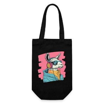 Lama Kopfhörer - Geschenkbeutel für Flaschen - Schwarz - Vorne