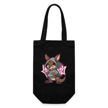 Kangaroo Street Art Graffiti Urban Style with Hoodie - Gift Bag for Bottles - black - Front