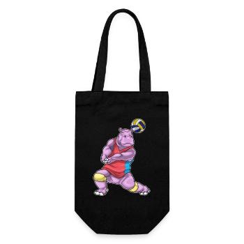 hippopotamus volleyball player volleyball - Gift Bag for Bottles - black - Front