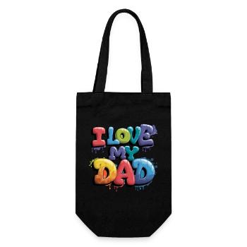 Ich Liebe Meinen Papa Buntes Verspieltes Design - Geschenkbeutel für Flaschen - Schwarz - Vorne