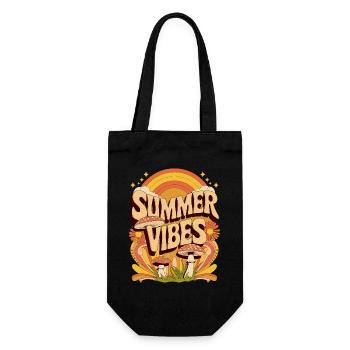 Summer Vibes Retro Mushroom Hippie Festival Summer - Gift Bag for Bottles - black - Front
