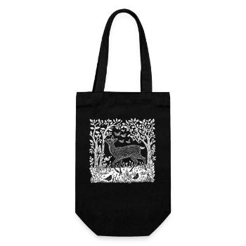 Woodcut Deer Woodland Nature Deer Wilderness Gift - Gift Bag for Bottles - black - Front