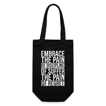embrace the pain discipline suffer pain of regret - Gift Bag for Bottles - black - Front