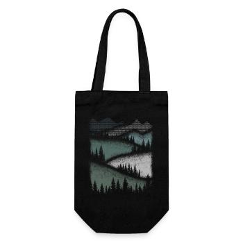 Natur Berge Wandern Wald Minimalistisch Geschenk - Geschenkbeutel für Flaschen - Schwarz - Vorne
