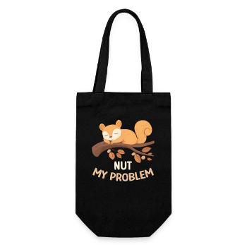 Nut My Problem Eichhörnchen Morgenmuffel Geschenk - Geschenkbeutel für Flaschen - Schwarz - Vorne