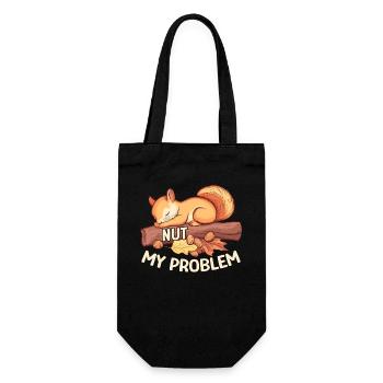 Nut My Problem Morgenmuffel Eichhörnchen Geschenk - Geschenkbeutel für Flaschen - Schwarz - Vorne