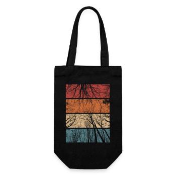 Wald Retro Natur Bäume Outdoor Wandern Geschenk - Geschenkbeutel für Flaschen - Schwarz - Vorne