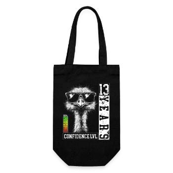 Strauß Vogel Sonnenbrille 13 Jahre Geburtstag - Geschenkbeutel für Flaschen - Schwarz - Vorne