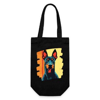 Dobermann - Geschenkbeutel für Flaschen - Schwarz - Vorne
