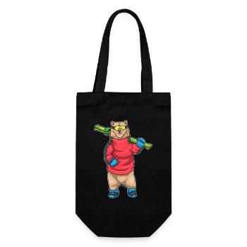Bear Skier Ski Winter Sports - Gift Bag for Bottles - black - Front