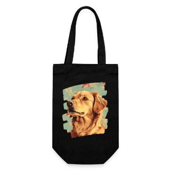 Golden Retriever - Geschenkbeutel für Flaschen - Schwarz - Vorne