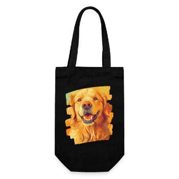 Golden Retriever - Geschenkbeutel für Flaschen - Schwarz - Vorne