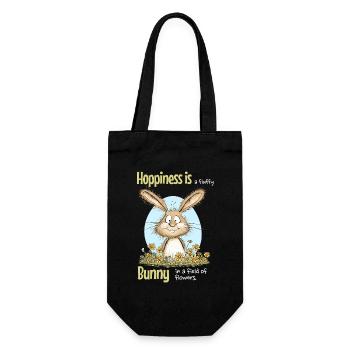 Bunny Easter Motif Saying Spring - Gift Bag for Bottles - black - Front
