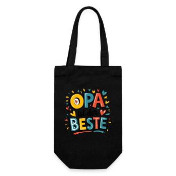 Opa Ist Der Beste Mit Herzen Und Farben Für - Geschenkbeutel für Flaschen - Schwarz - Vorne