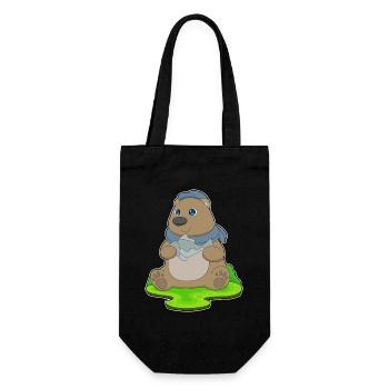 Bär Angler Fisch Angeln - Geschenkbeutel für Flaschen - Schwarz - Vorne