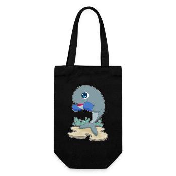 Whale Boxer Boxing Gloves Boxing - Gift Bag for Bottles - black - Front
