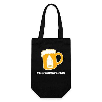 Vatertag #ERSTERVATERTAG Neuer Papa Vater Dad - Geschenkbeutel für Flaschen - Schwarz - Vorne