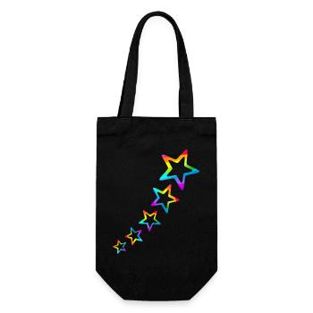 Stern bunte Sterne Regenbogen Farbverlauf - Geschenkbeutel für Flaschen - Schwarz - Vorne