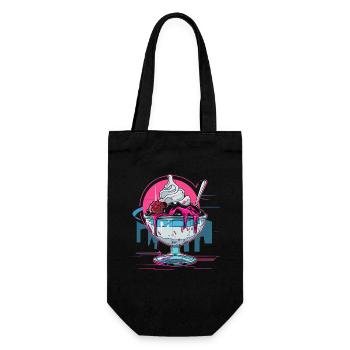Eisbecher Retrowave - Geschenkbeutel für Flaschen - Schwarz - Vorne