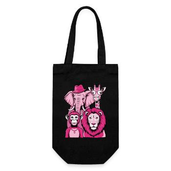 Elefant Affe Löwe Giraffe in Rosa Look mit Stil - Geschenkbeutel für Flaschen - Schwarz - Vorne