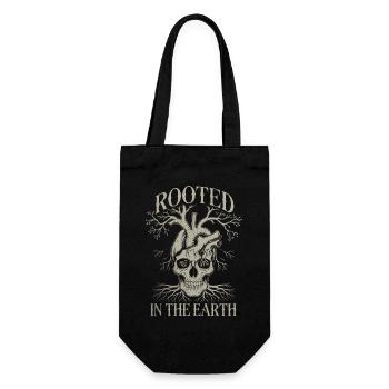 Verwurzelt in der Erde - Totenkopf und Herz Gothic Kunst - Geschenkbeutel für Flaschen - Schwarz - Vorne