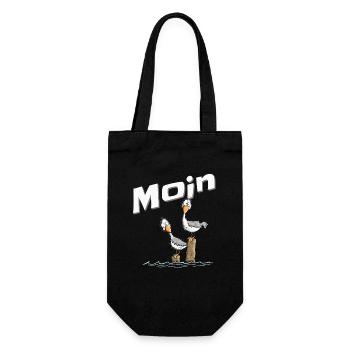 Moin Möwe Nordsee Urlaub Nordeutschland - Geschenkbeutel für Flaschen - Schwarz - Vorne