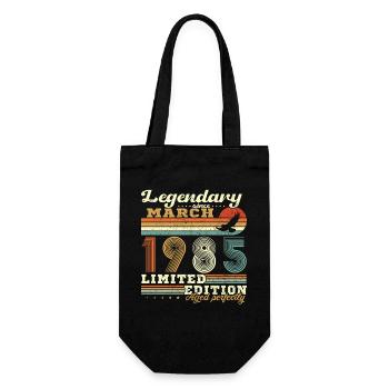 March 1985 Vintage Birthday Gift - Gift Bag for Bottles - black - Front