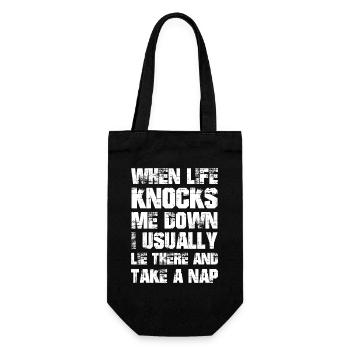 when life knocks me down I usually lie take a nap - Gift Bag for Bottles - black - Front