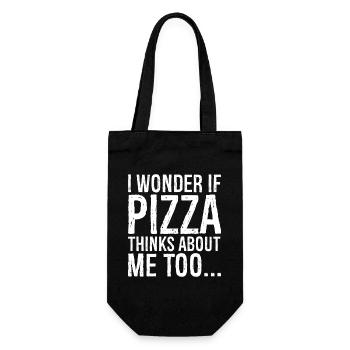 I wonder If pizza thinks about me too - Geschenkbeutel für Flaschen - Schwarz - Vorne
