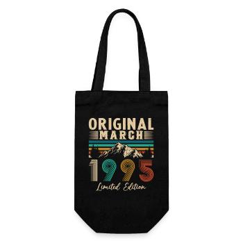 March 1995 Vintage Birthday Gift - Gift Bag for Bottles - black - Front
